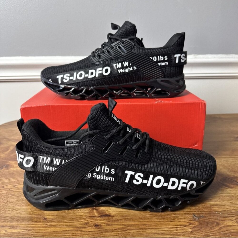 TSIODFO Men's Fashion Sneakers Black White Running Walking Shoes Size 43 (9.5)